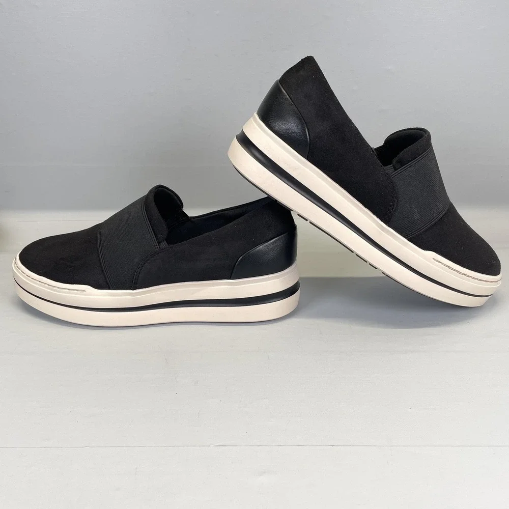 Clarks Audreigh Eve Shoes Womens Size 7 Black Suede Platform Comfort Sneakers